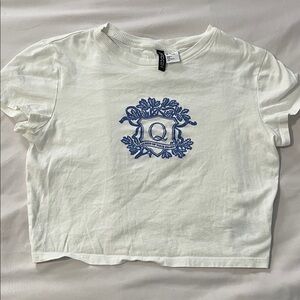 H&M White Tee with Blue Graphic